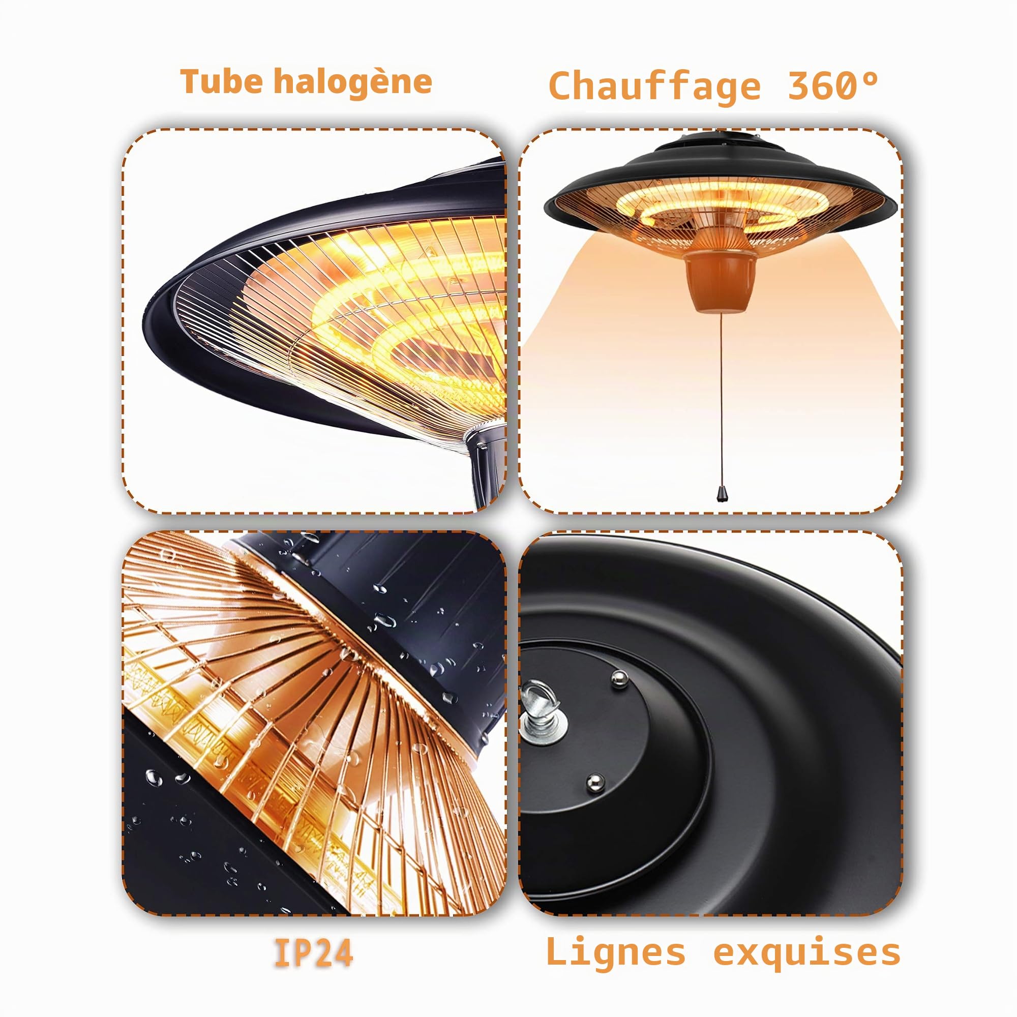 DONYER POWER Chauffage extérieur pour jardin, terrasse, chauffage halogène 800 W et 2000 W pour serre et tente
