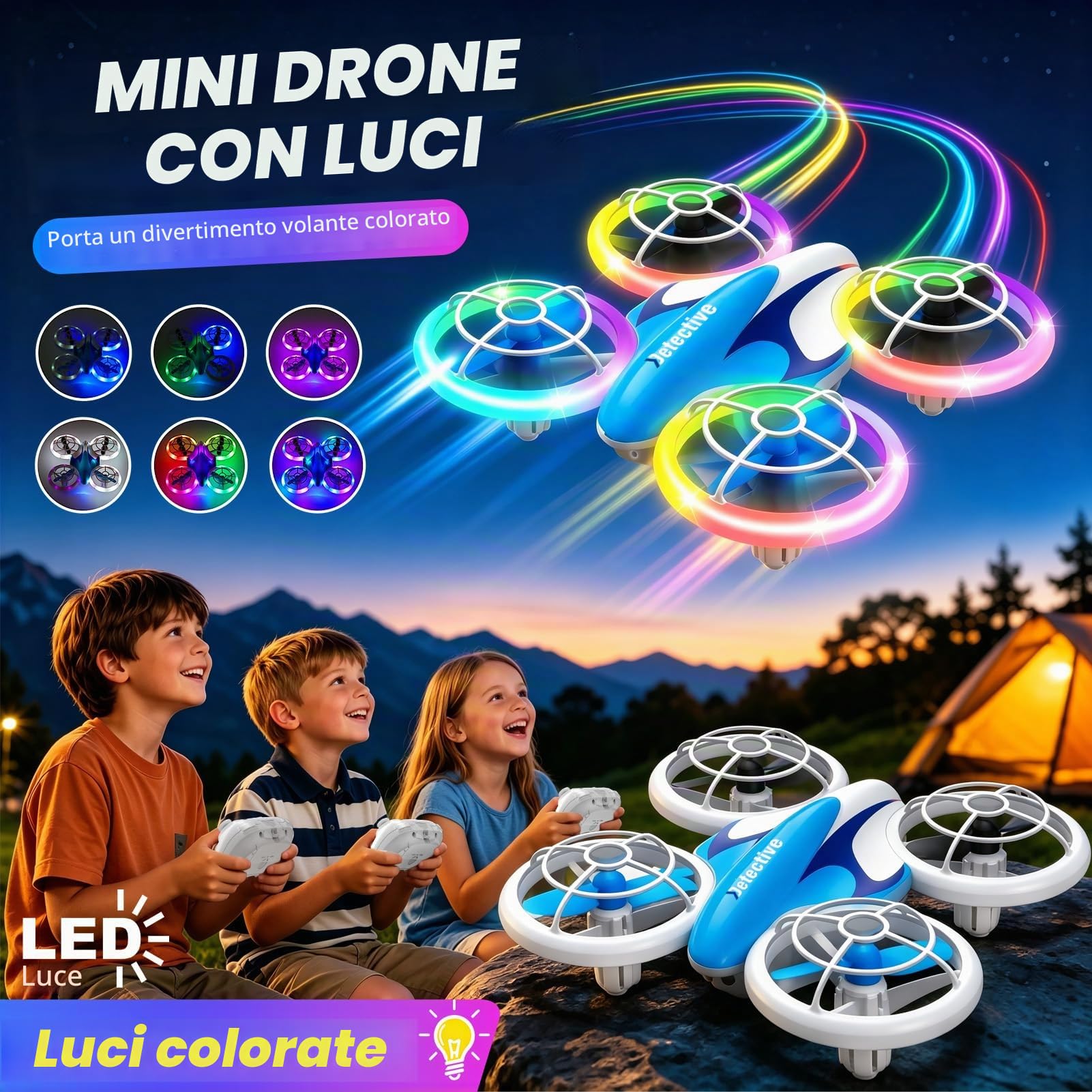 Mini Drone per Bambini e Principianti, Droni Quadricottero RC con Luci Colorate e 3 Batterie, Giocattolo Regalo per Telecomando da 6 7 8 9 10+ Anni