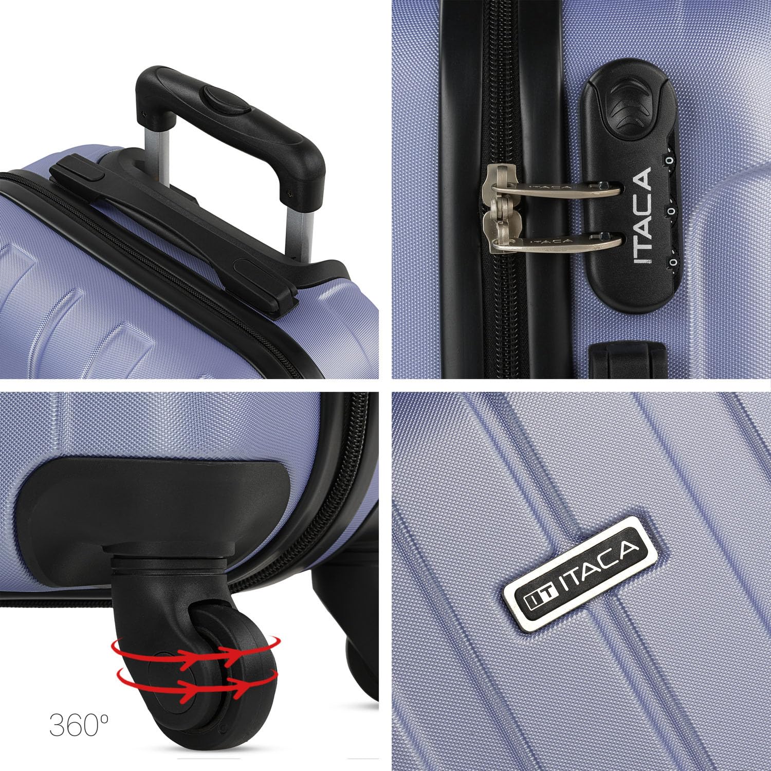 ITACA - Maleta de Cabina 55x40x20 - Maletas De Viaje Cabina Rígidas Trolley con 4 Ruedas Dobles para Avion Ligera Equipaje De Mano Candado de Combinación. Compatible Ryanair, Malva — view 5
