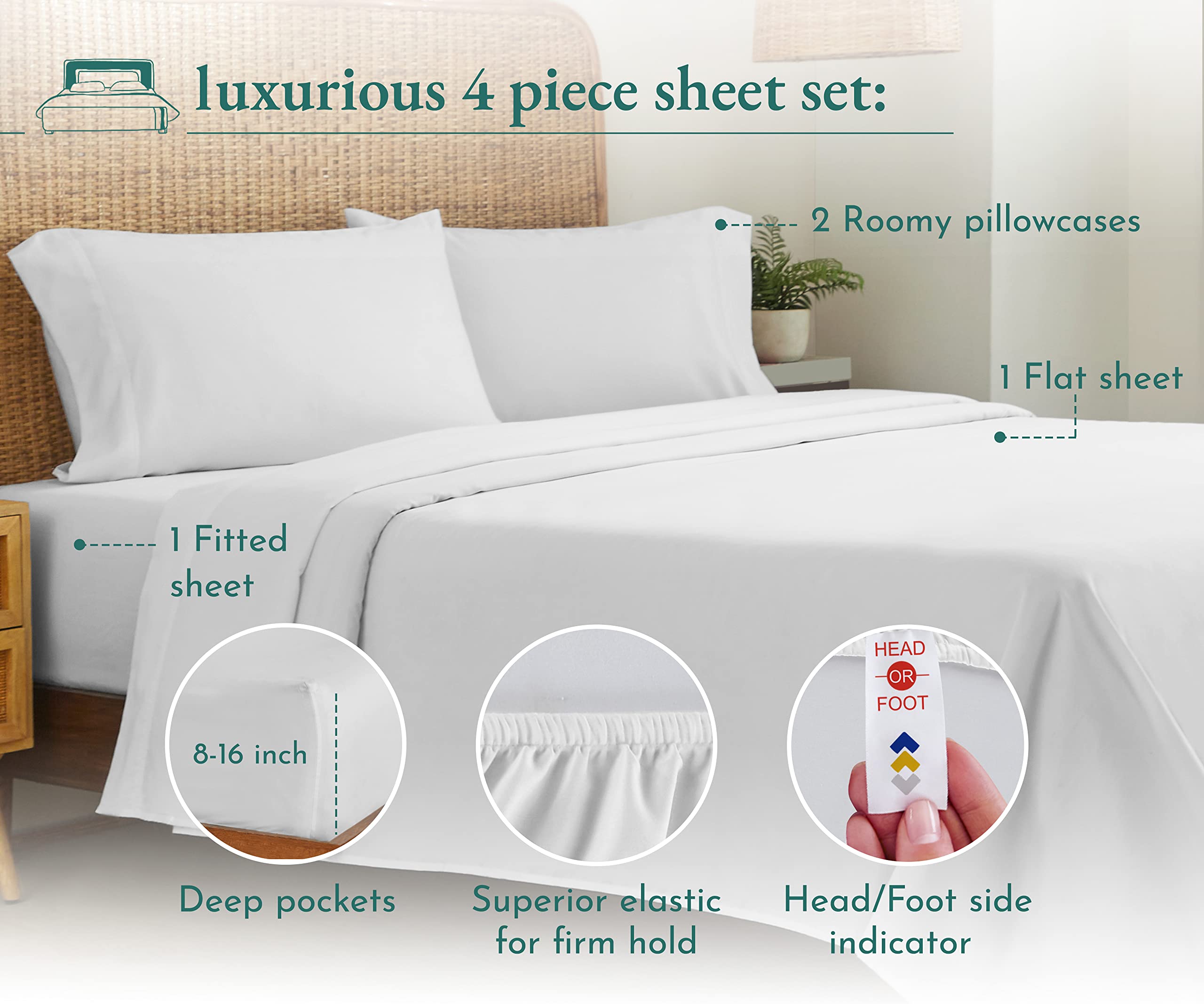 NASHVILLE STOREQUEEN SIZE (60x80) Mattress Sheet 1800TC Set Size Flat