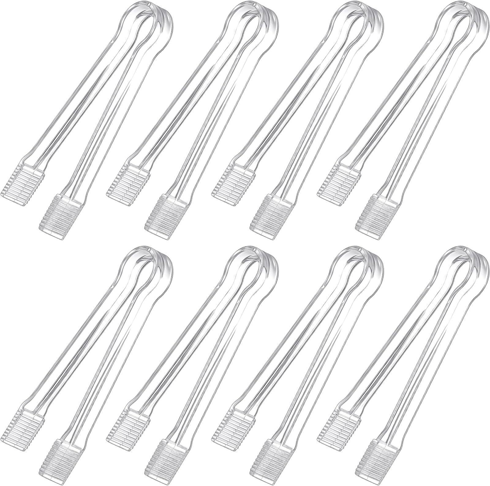 Didaey 8-Piece Plastic Tongs - Clear Mini Serving Utensils, 6.3 Inch Small Tongs for Food, Ice, Salad, Buffet, Weddings, Barbecue Party