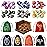 Grajar DND Dice Set, 42 Pcs Role Playing Dice Set with 6 Colorful Animal Pattern Dice Bag and PU Leather and Velvet dice Tray for Dungeons and Dragons D&D RPG MTG Table Games Mixed White