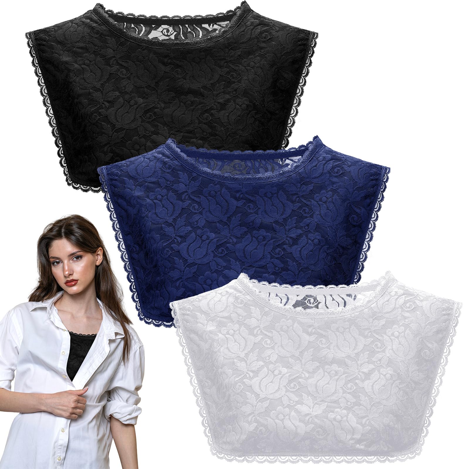 Skicuff 3 Pcs Lace Cleavage Cover up for Women