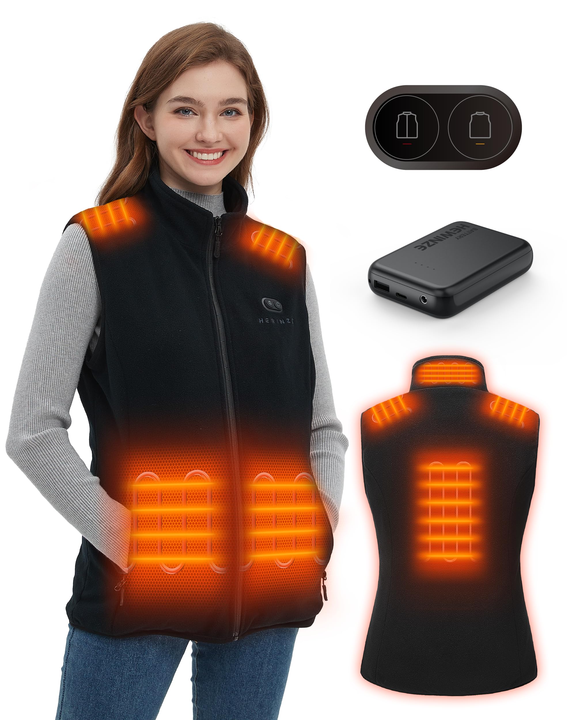 HEWINZE Gilet riscaldato in pile da donna - Gilet caldo con batteria da 7,4 V, gilet riscaldato per la caccia.