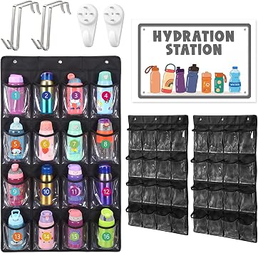 Amazingspark 2 Pcs Water Bottle Holder for Classroom, Classic, Black