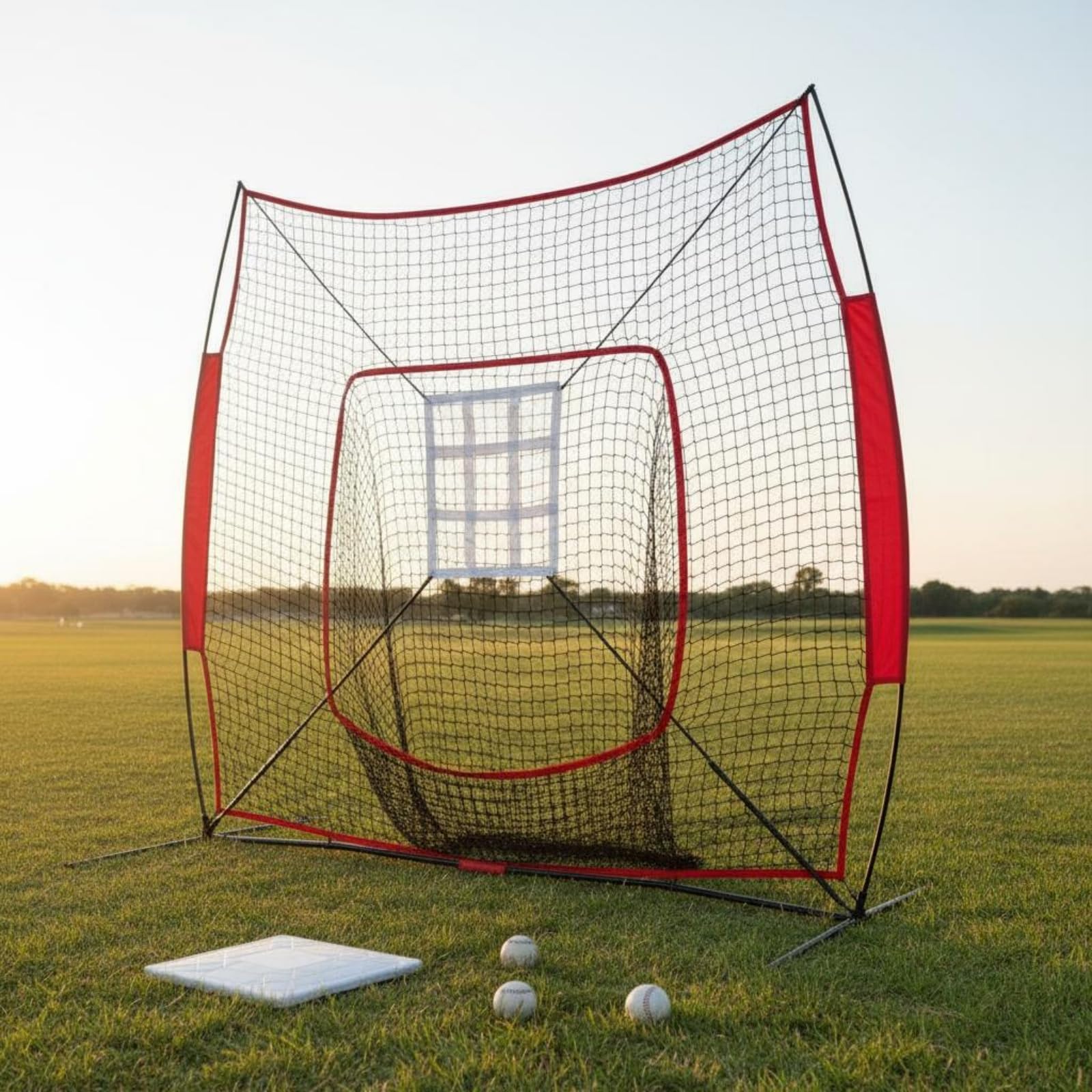 Red de Béisbol 7x7 Captura Pelotas Red de Práctica Béisbol sin Herramientas