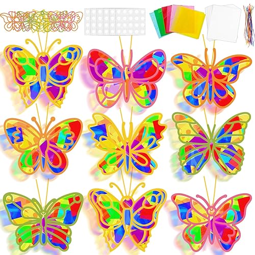 32 Sets Spring Butterfly Suncatchers Craft Kit DIY Window Stained