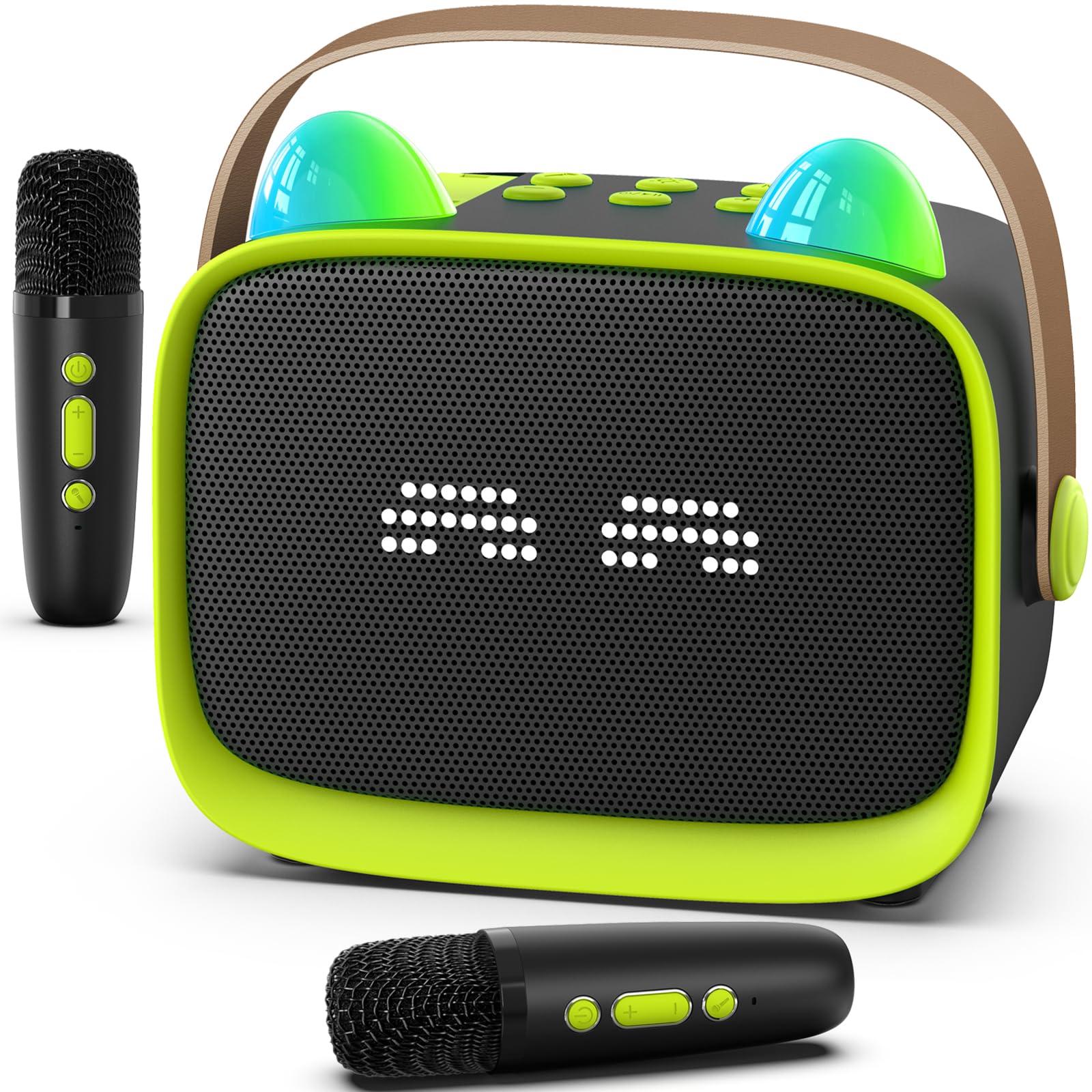 Mini Karaoke Machine Toys Gifts,Kids Portable MP3 Player with 2 Wireless Microphone and LED,Christmas Birthday Gifts for Girls Boys 3 4 5 6 7 8+ Year Old (Green)