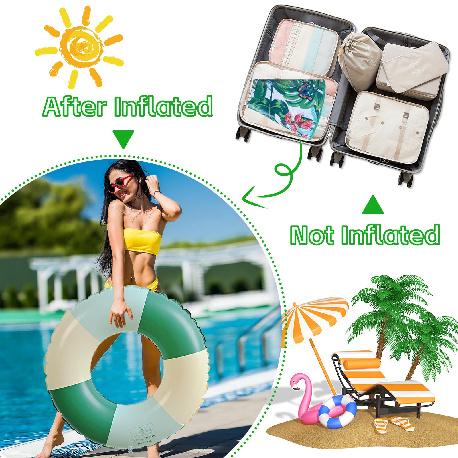 Inflatable Swimming Ring, Inflatable Pool Floats for Adults Durable Rubber Swimming Pool Tube - Image 5
