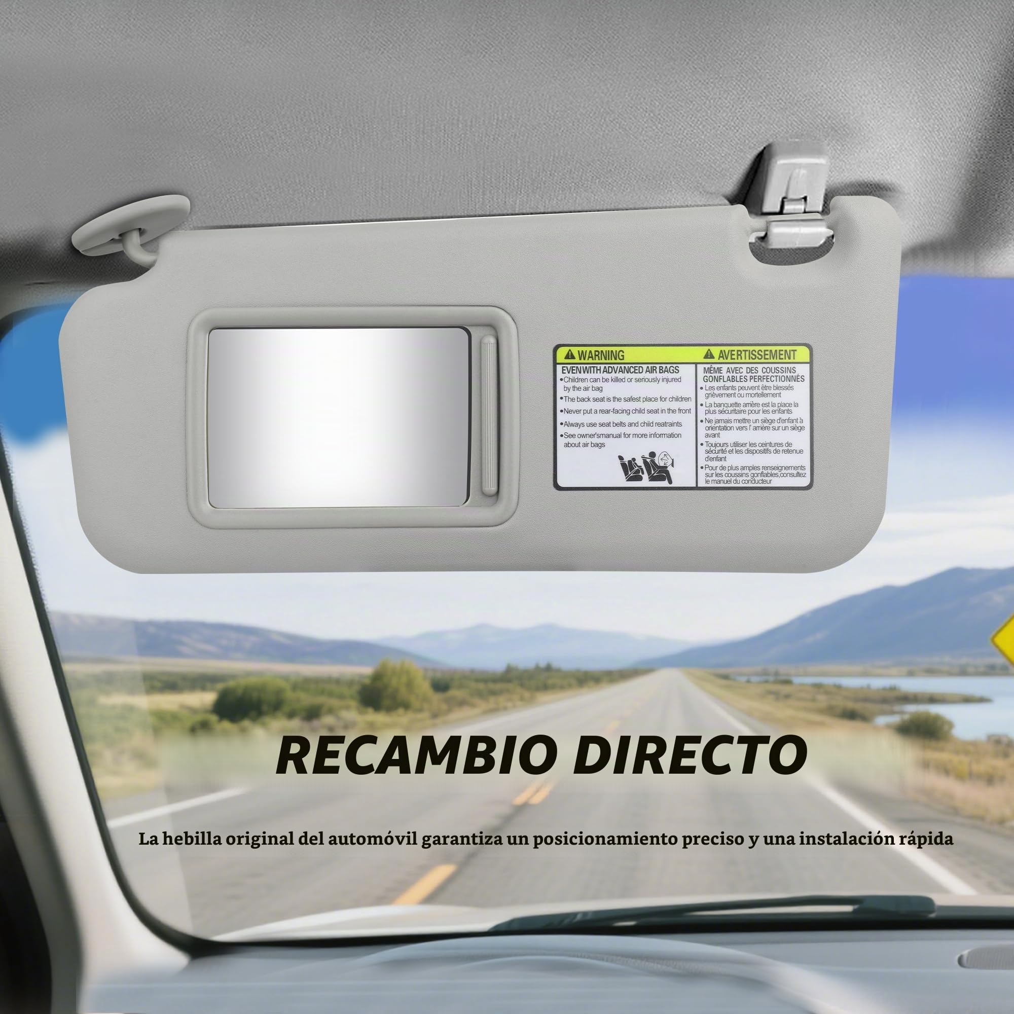 Visor solar gris para Toyota RAV4 2006 2007 2008 2009 2010 2011 2012 2013 con techo corredizo y luz, parabrisas izquierdo del lado del conductor. Reemplaza # 74320-42500-B0, 74320-42500-B3, 74320