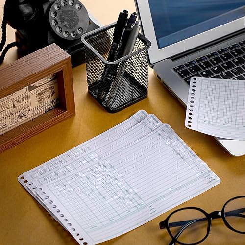 Miniatura 9 de 200 hojas de libro mayor de 5 x 8.5 pulgadas, hojas adicionales de libro mayor de papel para contabilidad, bloc columnar para cuentas comerciales