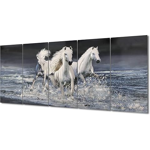 Yihui Arts Horse Metal Wall Art Hand Crafted Aluminum Artwork Modern 3D Animal Pictures for Living Room Bedroom Bathroom Decor
