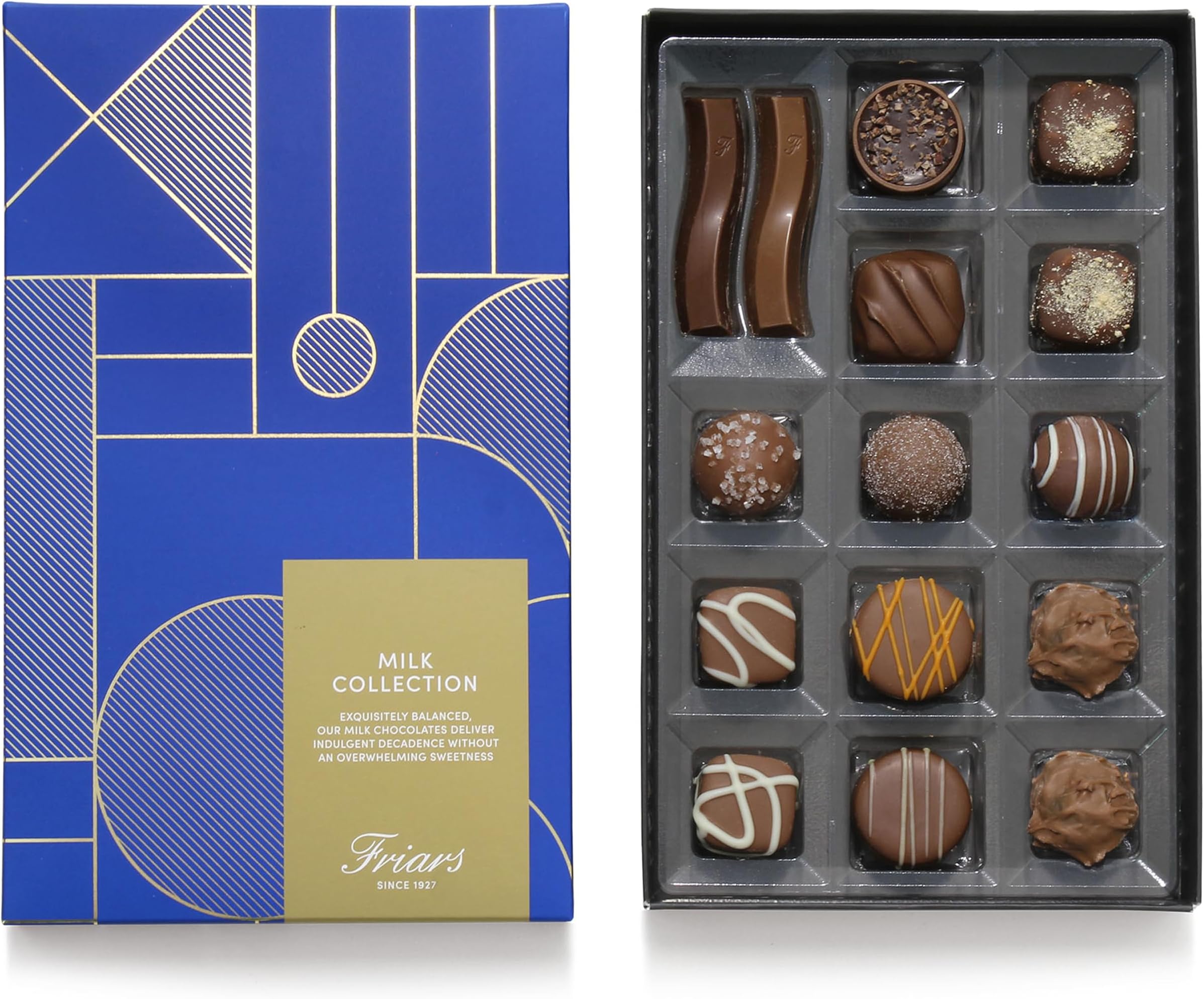 Friars Milk Chocolate Collection | 15 Luxury Assorted Belgian Chocolates | No Alcohol | Ideal Present for Special Occasions, Birthday, Valentines, Anniversary