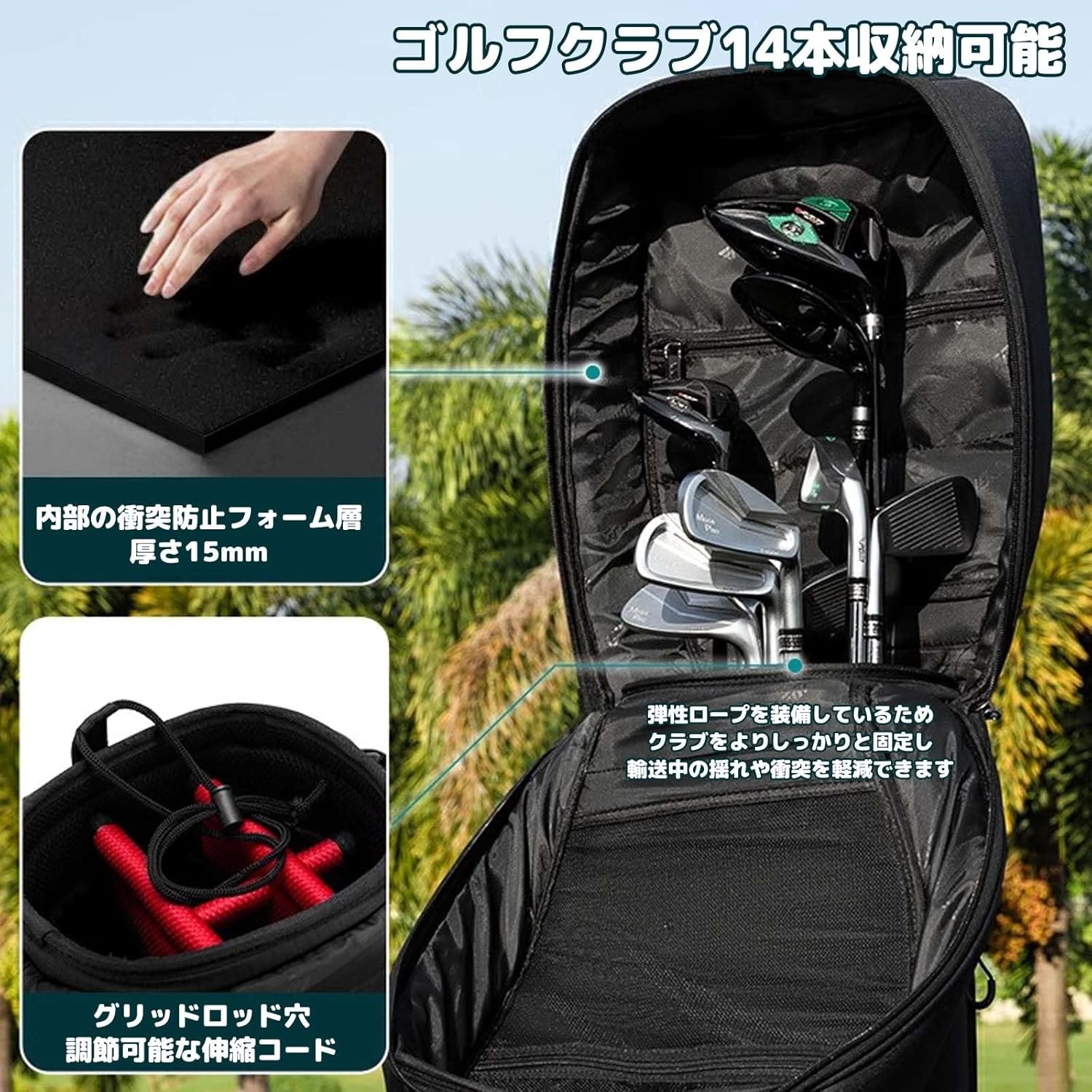 PNJKGY ゴルフバック キャディバッグ 3D強化ボールバッグ