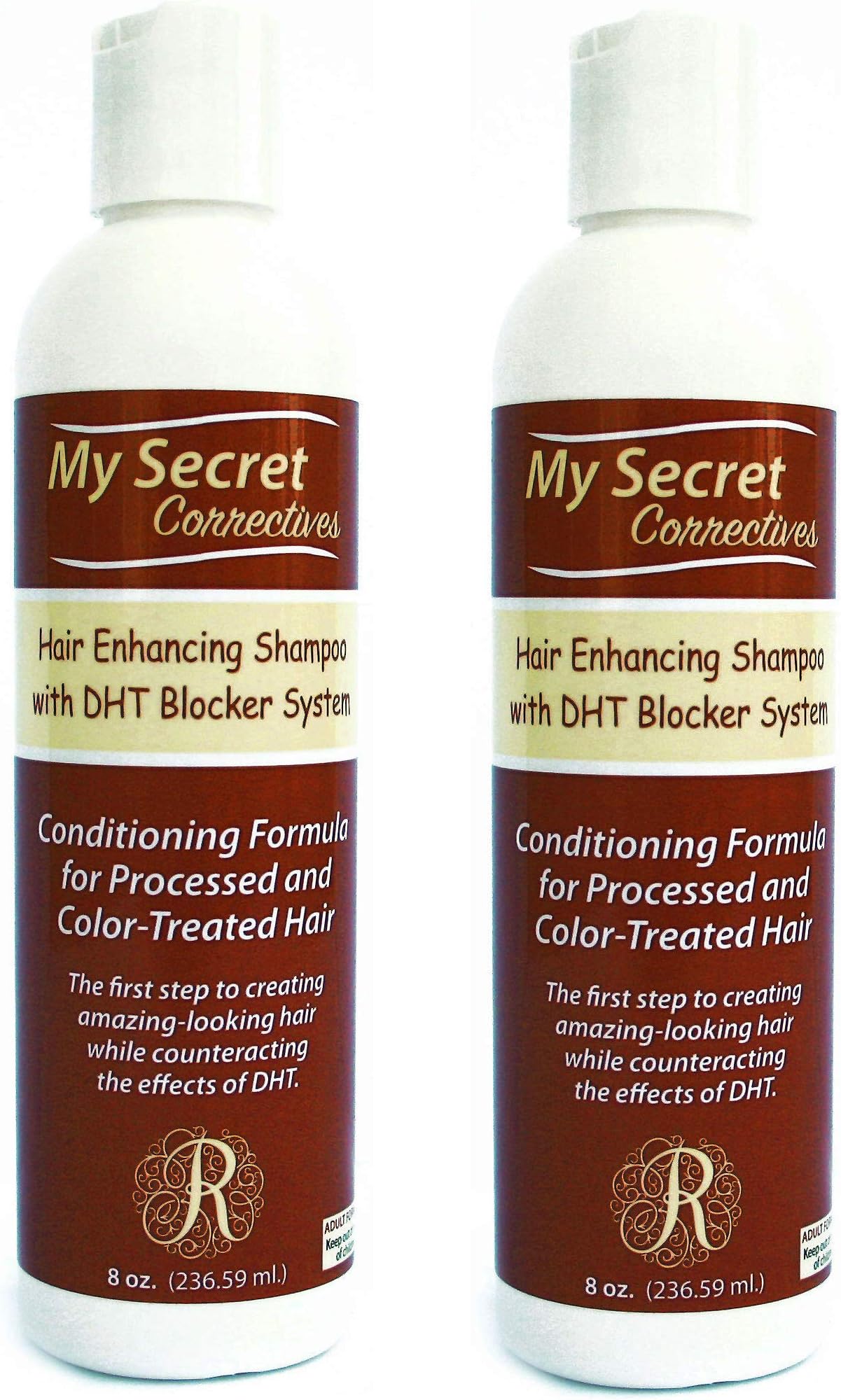 Hair Loss Shampoo for Men and Women by My Secret Correctives - DHT Blocker Shampoo for Thinning Hair and Hair Loss, Conditioning Formula is Safe for Color-Treated Hair - Two 8 Ounce Bottles