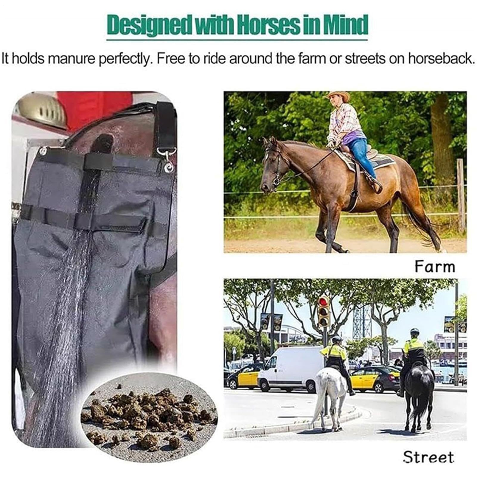 Bolsa De Cola De Caballo Mango Ergonómico y Recogida Impermeable | Sacos Ligeros para Excrementos Para Parque Campo Transporte Vehicular Granja