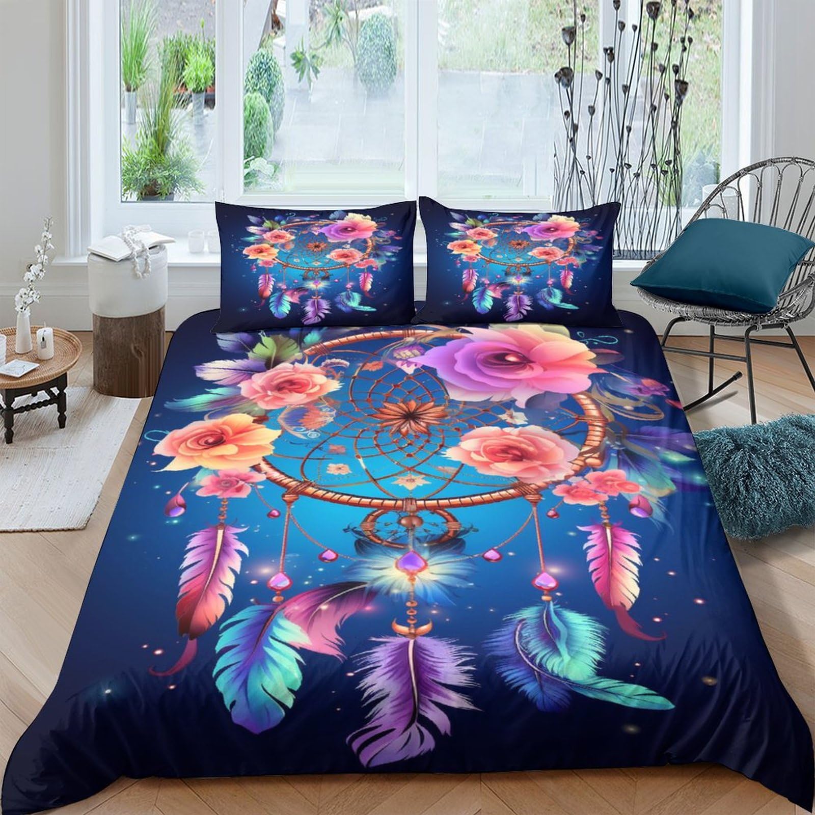 Housse de couette 200x200cm bohême chic pour un lit cocooning