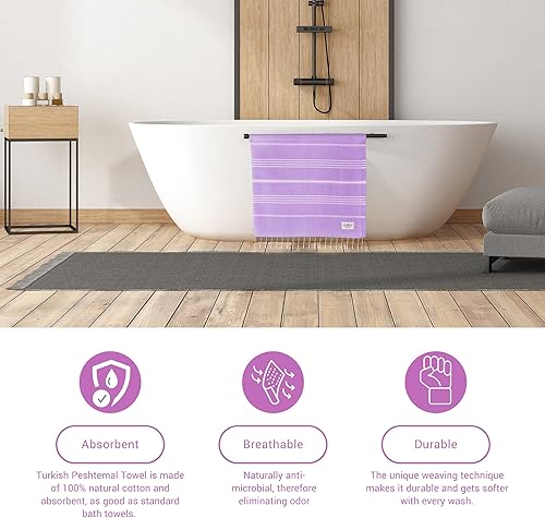 Miniatura 8 de Juego de toallas de playa turcas  Toalla de viaje de secado rápido, toallas de playa de gran tamaño, 38 x 71 pulgadas, algodón, suave, absorbente,