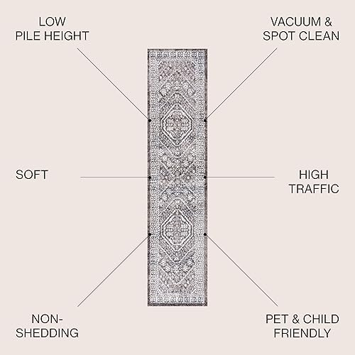 Miniatura 2 de JONATHAN Y MDP501B-28 - Alfombra bohemia estilo medallón estilo cabaña de 2 x 8 pies, estilo bohemio, vintage, suroeste, casual, de transición, no