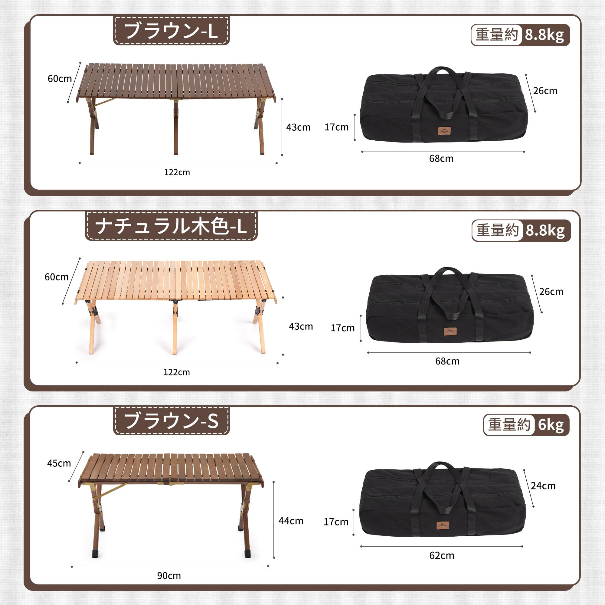 Amazon | Naturehike公式ショップ テーブル ウッドロールテーブル