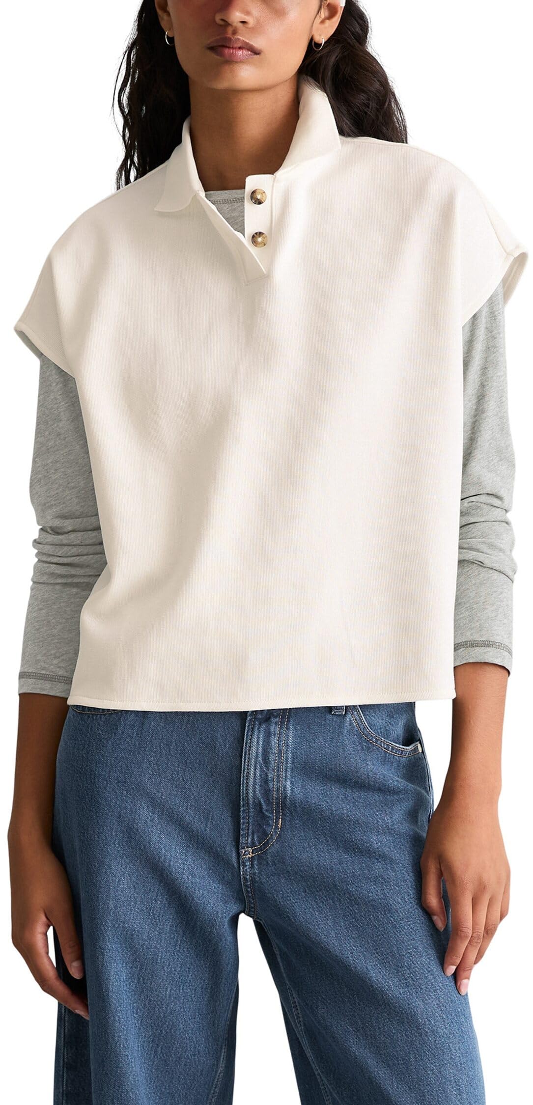 Marc O'Polo Denim Ärmelloses Poloshirt Wide aus Organic Cotton