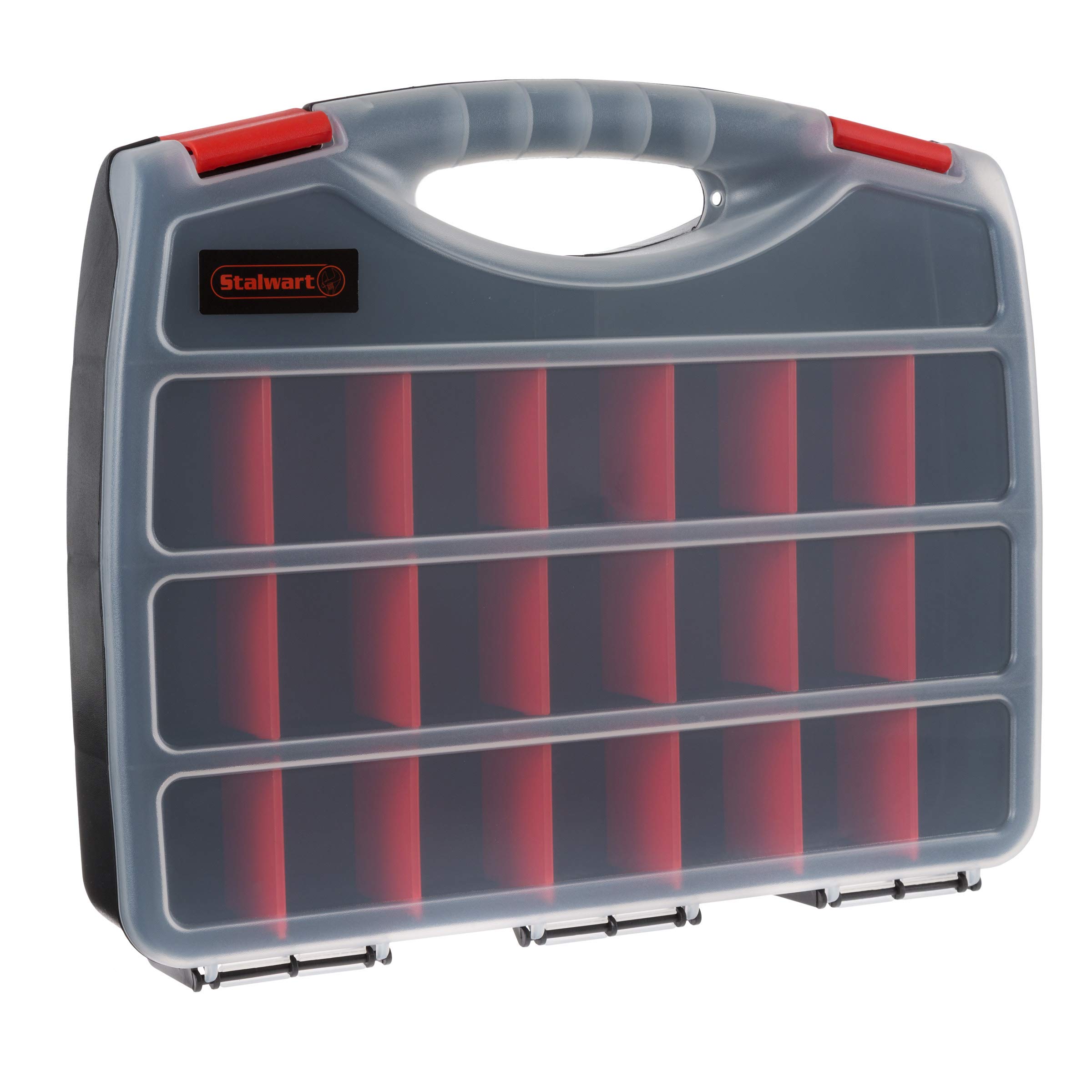 Hardware Organizer Box with Dividers - 23 Compartment Small Parts Organizer Portable Tool Box with Secure Latches - Plastic Screw Storage for Nuts, Beads, Jewelry or Tackle by Stalwart
