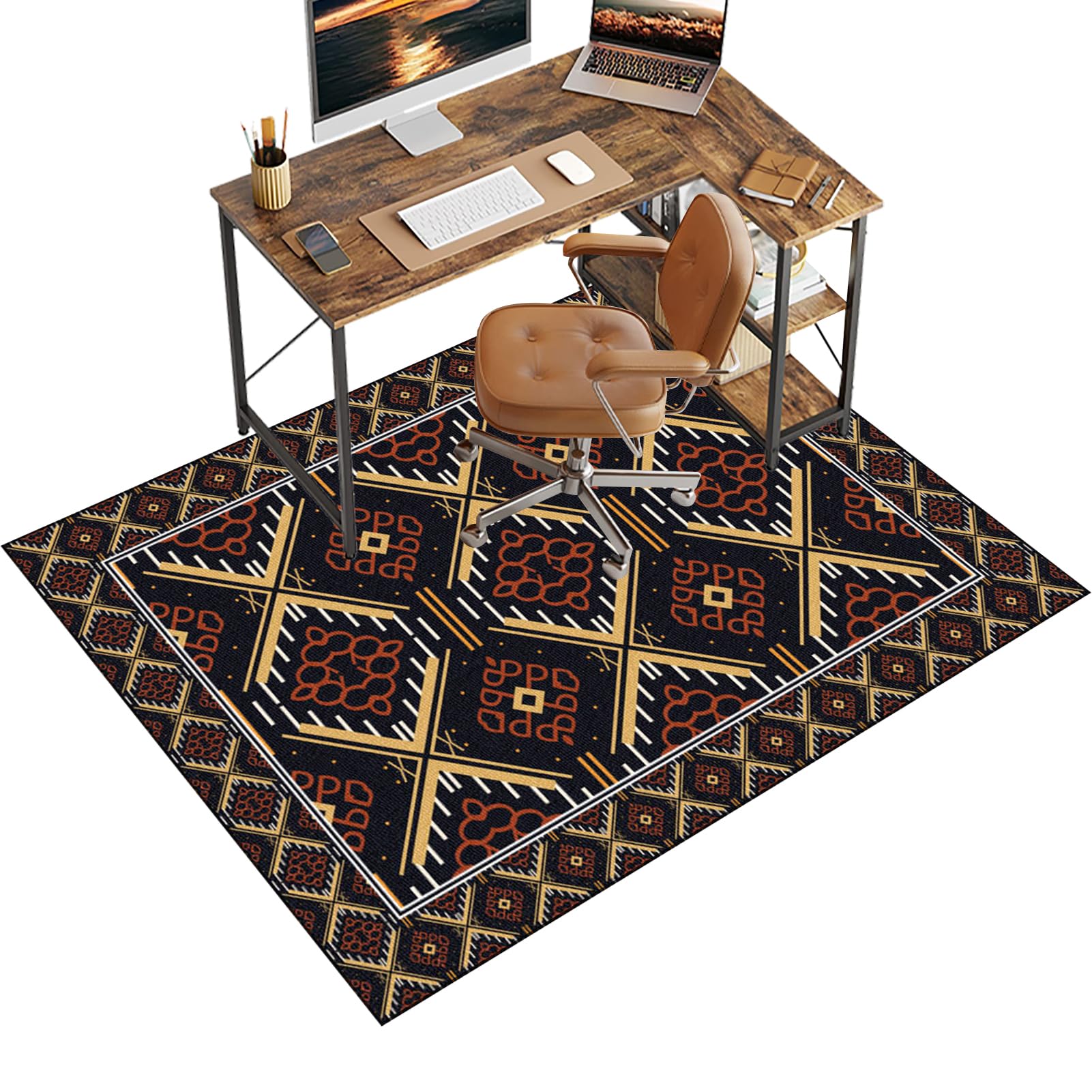 Chair Mat for Carpet Floor, 70 x 100 cm Office Chair Mat for Hardwood Floors, Multi-Purpose Carpet Protector for Home & Office, Desk Chair Mat for Rolling Chair, Anti-skidding Stop Noise Vintage Rug