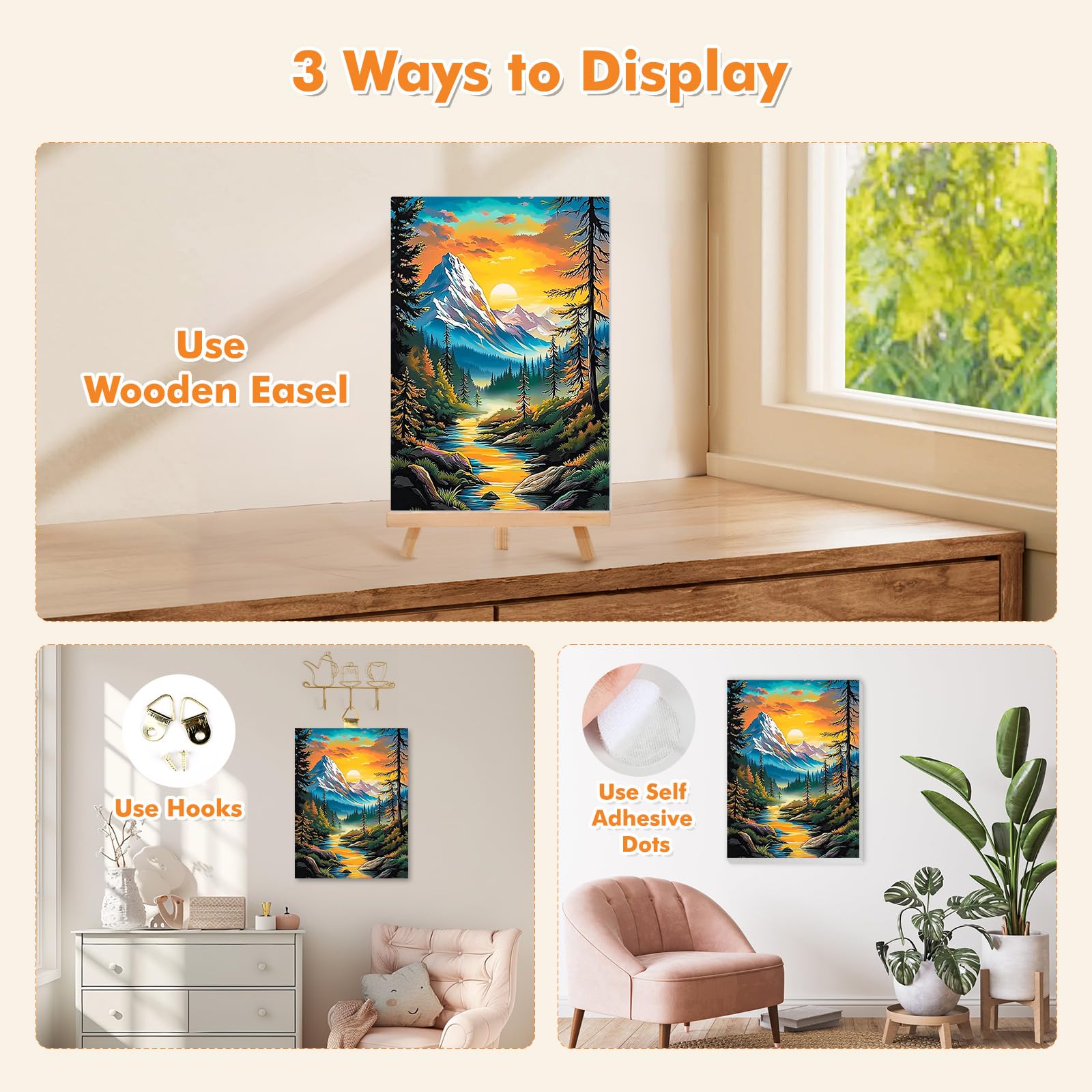 Lxmsja Framed Paint by Numbers for Adults Beginner with Wooden Easel, Landscape Painting by Numbers for Adults on Canvas, DIY Acrylic Painting Kit Art and Crafts for Home Wall Decor, 8x12inch - Image 3