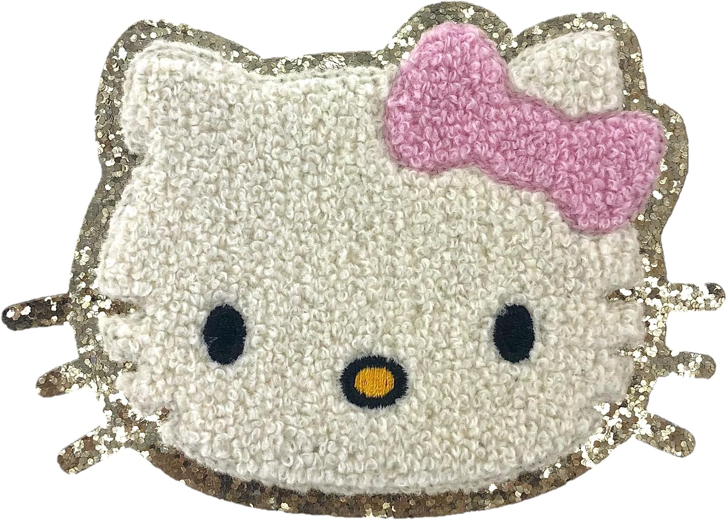 ZOOX Mickey & Friends Sticker Patches 3M Adhesive, Classic Chennile w/Gold Glitters 4.75" (Kitty XL)