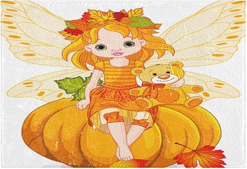 Miniatura 8 de Bathroom Rugs Sets 2 Piece 24x16+24x20 Inch,Soft U-Shaped Contour Toilet Rug Autumn Pumpkin Fairy Non-Slip Absorbent Bath Floor Mat Carpet Set Water