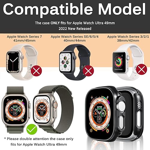 Miniatura 2 de Miimall Funda compatible con Apple Watch UltraUltra 2 de 1.732 pulgadas (1.929 in), PC dura sin protector de pantalla, cuerpo completo,