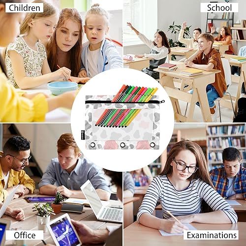 Vista 96 de Gredecor Estuche para lápices con 3 anillos, con cremallera de dinosaurio, paquete de 2 unidades, organizador transparente para la escuela