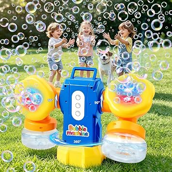 Rechargeable Bubble Machine, Dual-Engine Bubble Blower for Kids & Toddlers