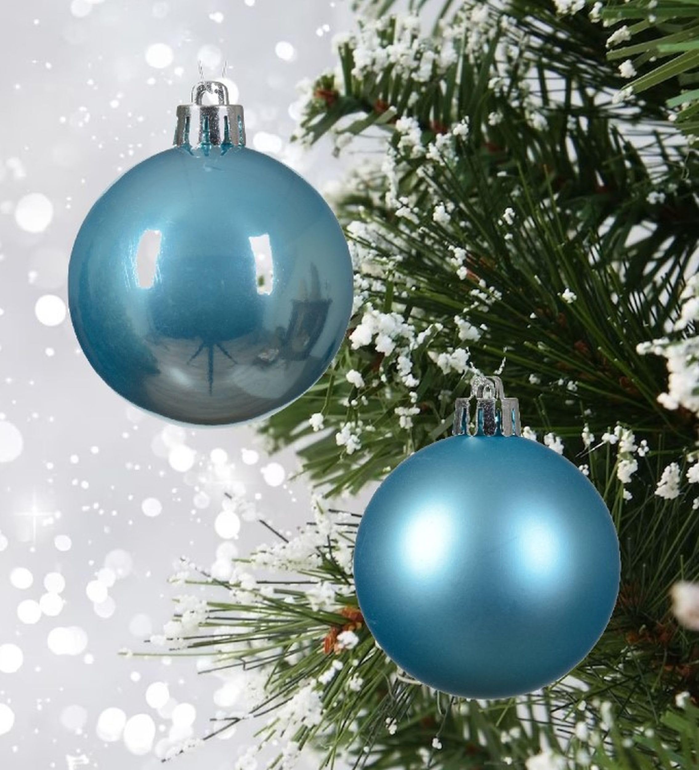 Shop4allsorts Sugar Blue 12 Blue Christmas Baubles - Baubles Christmas Decorations - Christmas Tree Hanging Ornament - 60Mm 6Cm Baubles - Matte Shiny Set – Winter Baubles.