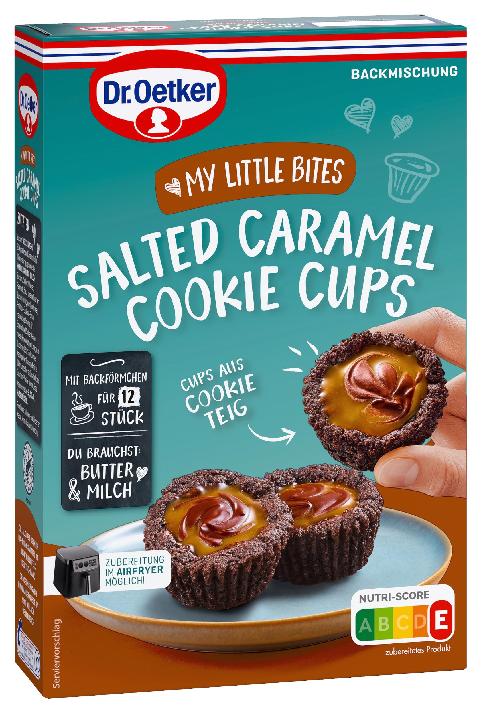 Dr. Oetker MY LITTLE BITES 6er Probier-Set, 2 x Salted Caramel Cookie Cups, 2 x Brookies, 2 x Cinnamon Rolls, Backmischungen