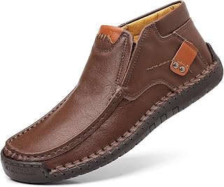 Coramtty Mens Business High-top Loafers Casual Versatile Shoes Brown 8.5