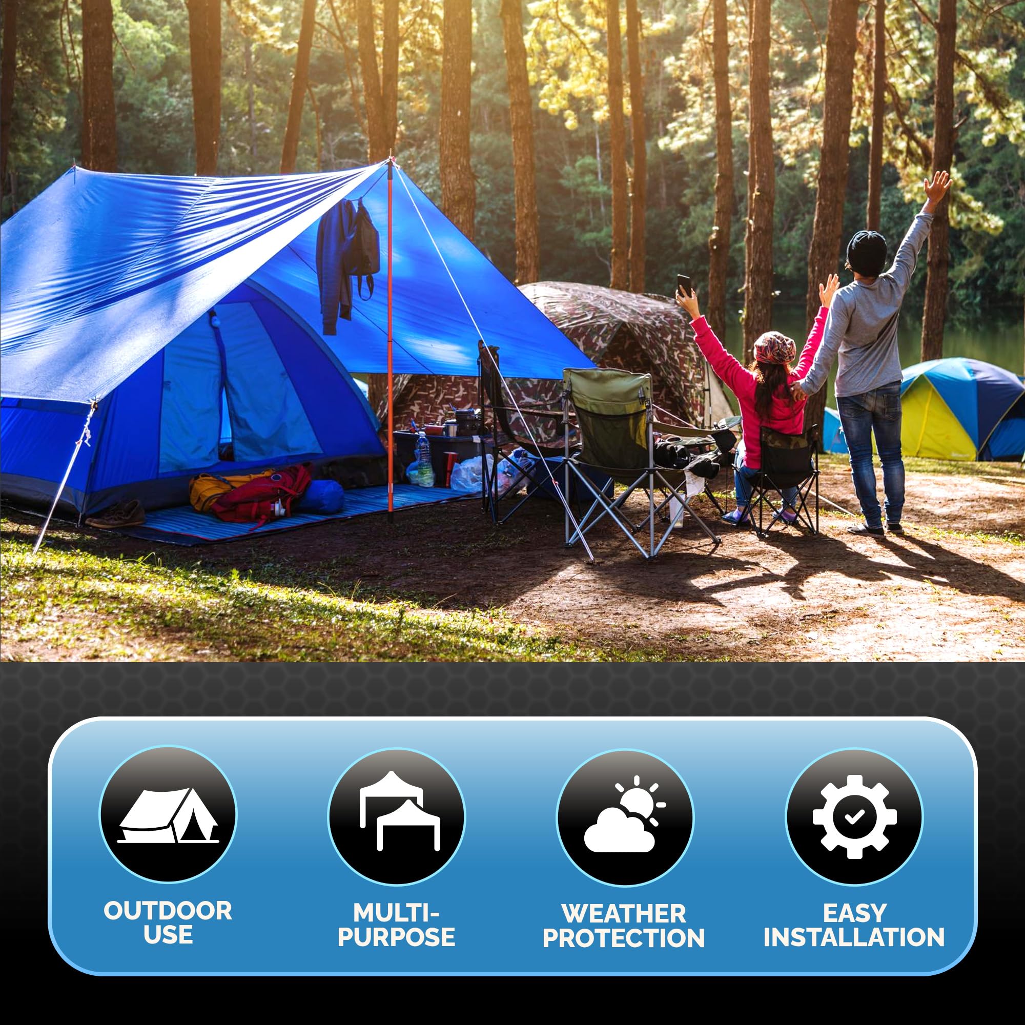 Tarps 20x30 Blue Tarp Waterproof – 5 MIL Thick Tarpaulin Outdoor Cover