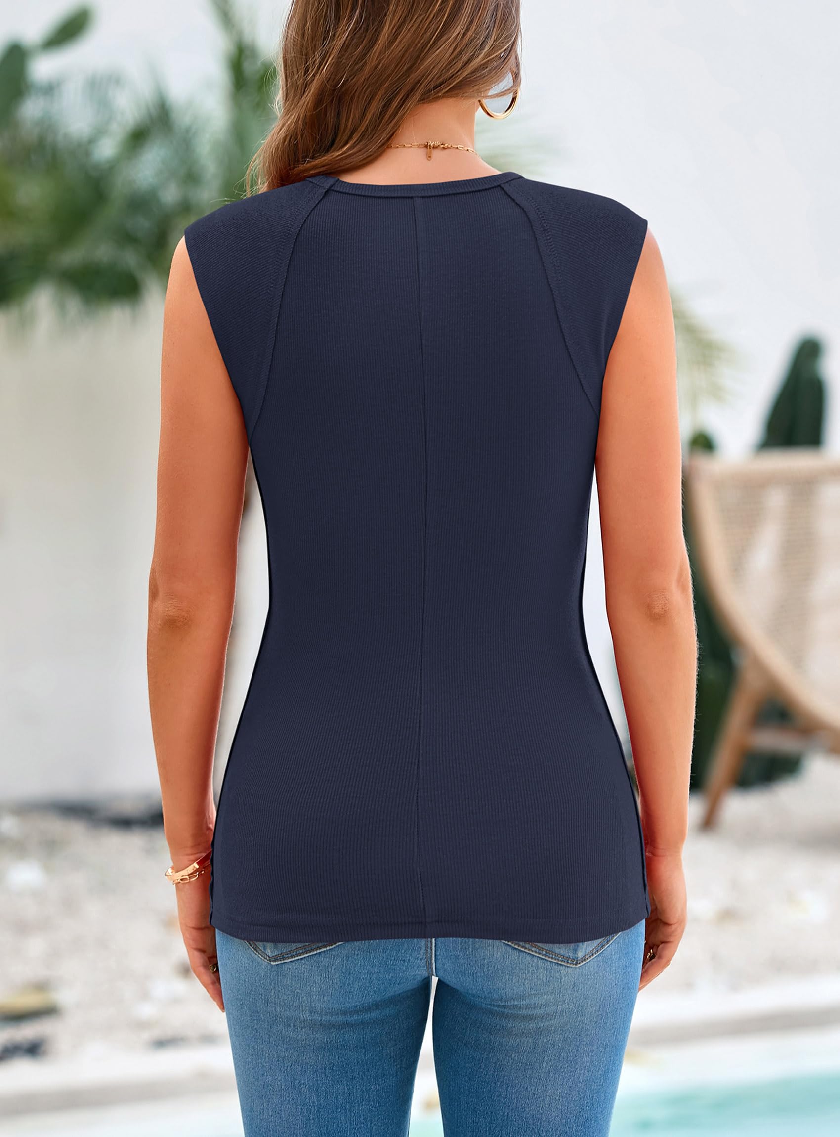 PRETTYGARDEN Women's Ribbed Tank Tops 2026 Summer Cap Sleeve Slim Fitted Knit Basic Casual Tee Shirts Trendy Fashion Clothes — view 106
