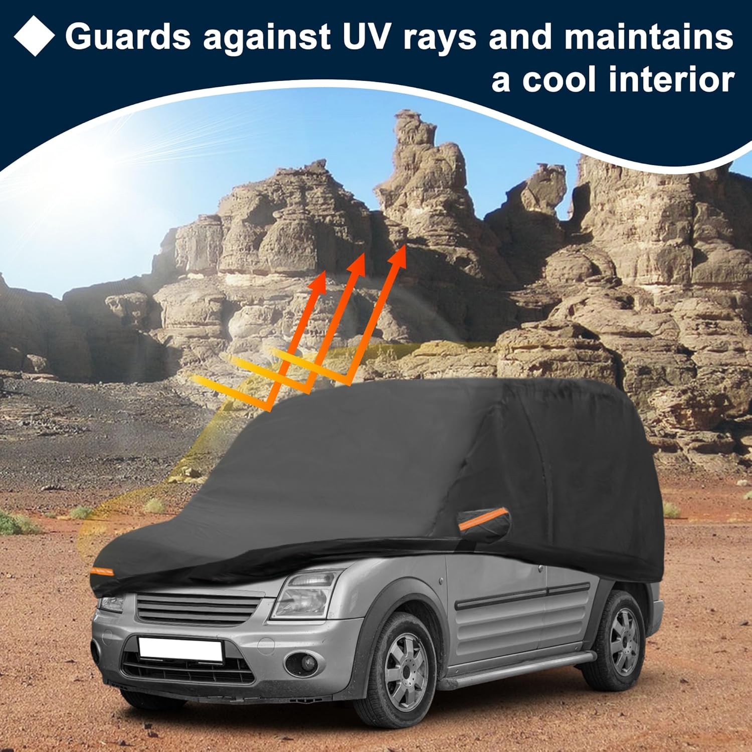 Car Cover Waterproof Custom Fit for Ford Transit Connect All Weather for Automobiles Outdoor Snow Sun Dust UV Protection Full Exterior Cover with Door Zipper