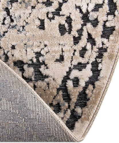 Miniatura 7 de Unique Loom Chateau Collection - Alfombra de área - Hoover (5 pies 1 pulgada redonda, azul oscurobeige)