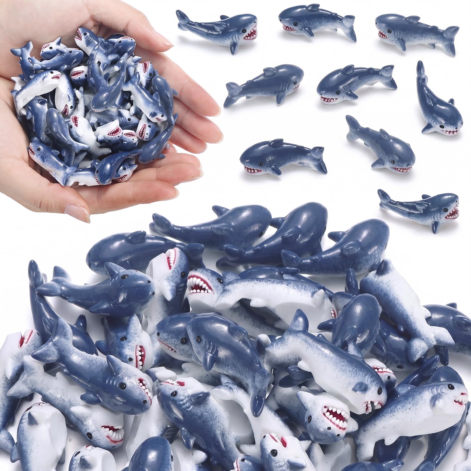 AceOrbit Mini Figurine Cute Resin Sculptures Craft, 50 Pcs, Shark