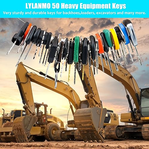 Miniatura 7 de Juego de 50 llaves de equipo pesado, juego de llaves maestras de encendido para JD John Deere Hyster Komatsu Kubota Yanmar Takeuchi Ford New Holland