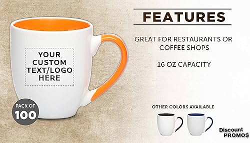 Miniatura 97 de Juego de 50 tazas de café grandes estilo bistro personalizadas de 16 onzas, paquete a granel personalizado, perfectas para café, té, expreso, cacao