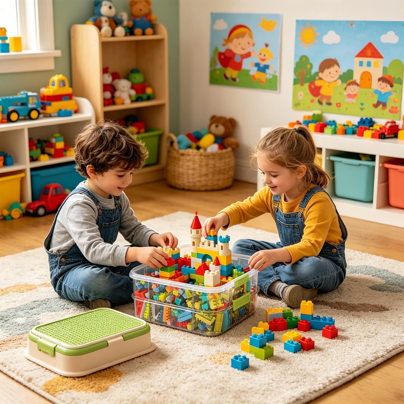 Bauklotz-Aufbewahrung für Kinder Transparente 3-lagige Spielzeugbox | Bauklötze-Organizer für Eltern Mütter Spielzimmer Kita Vorschule Kindergarten Zuhause Wohnung Wohnzimmer Keller Schlafzimmer