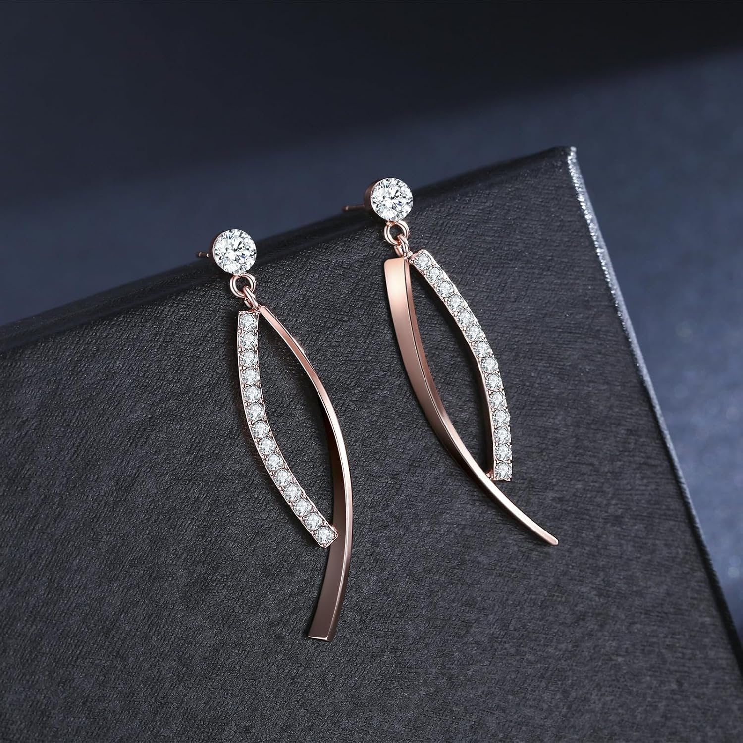 SBLING Platinum-Plated or 18K Gold Plated or 18K Rose Gold Plated Cubic Zirconia Drop Earrings - Image 2