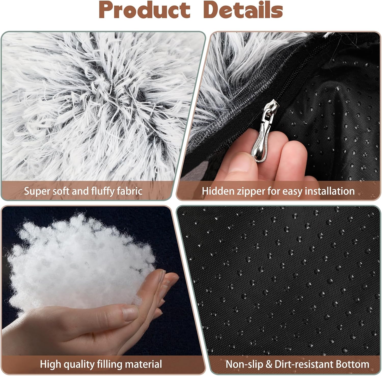 review Fluffy Calming Dog Couch Bed Mats with Blanket and Removable Cover for Medium Dogs Cats Plush Pet Bed Sofa Mat for Furniture Protector (Grey, L)