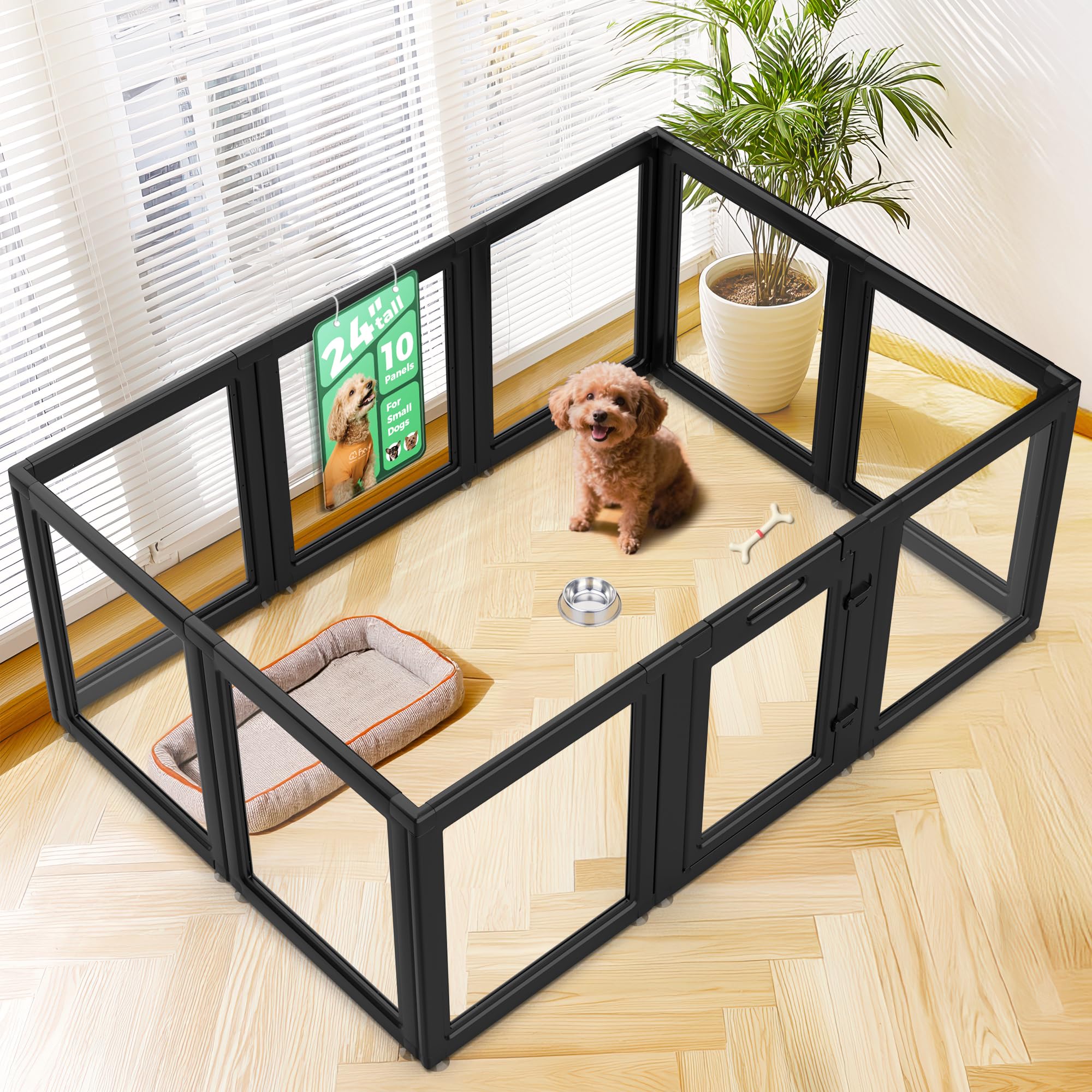 Amazon | FXW AuraSpace アクリル屋内犬用ベビーサークル 子犬と小型犬