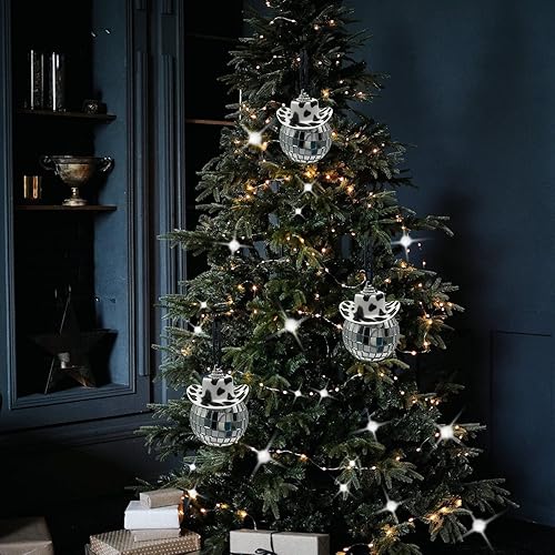 Miniatura 5 de Accesorios de coche con estampado de vaca negra, bola de discoteca, adorno de espejo de bola, colgante de sombrero de vaquero colgante, percha de