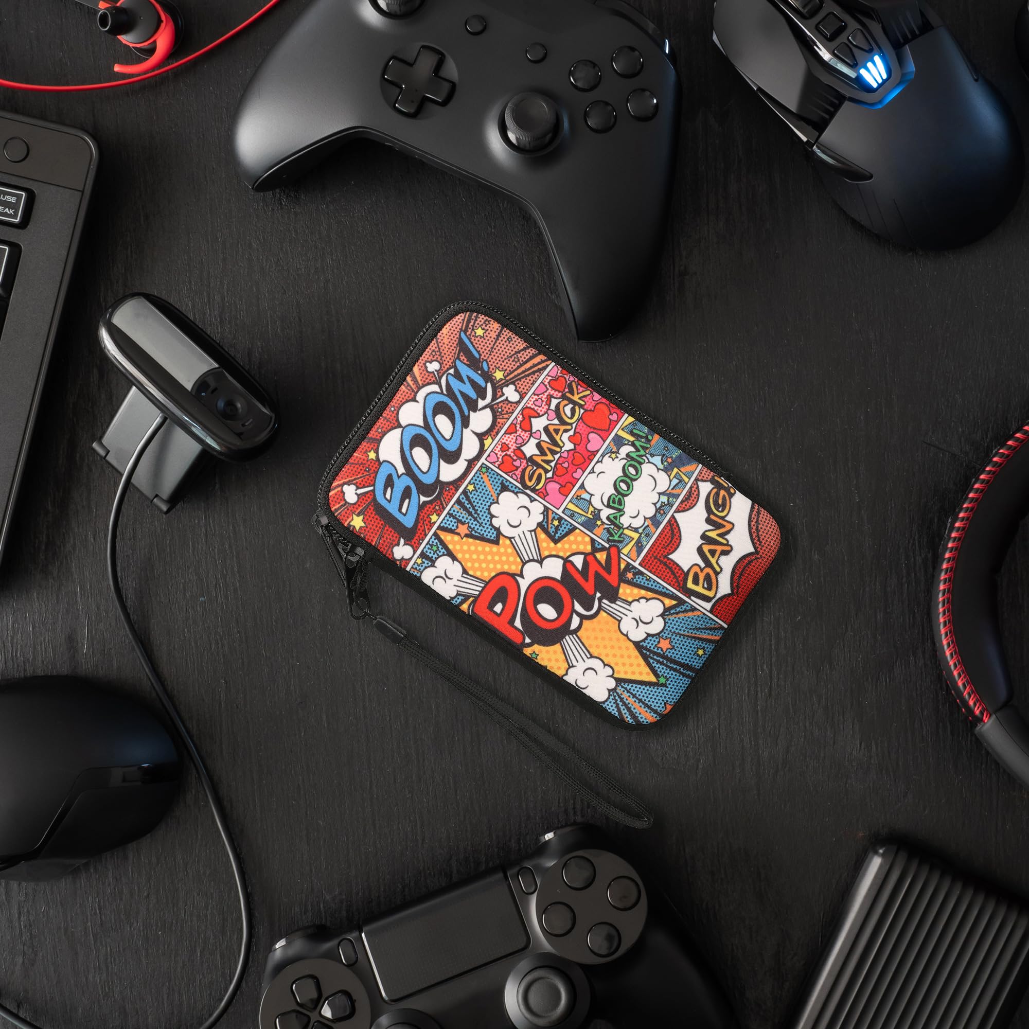 kwmobile Etui kompatybilne z Nintendo 3DS XL - neoprenowe etui - symbole komiksowe wielokolorowe