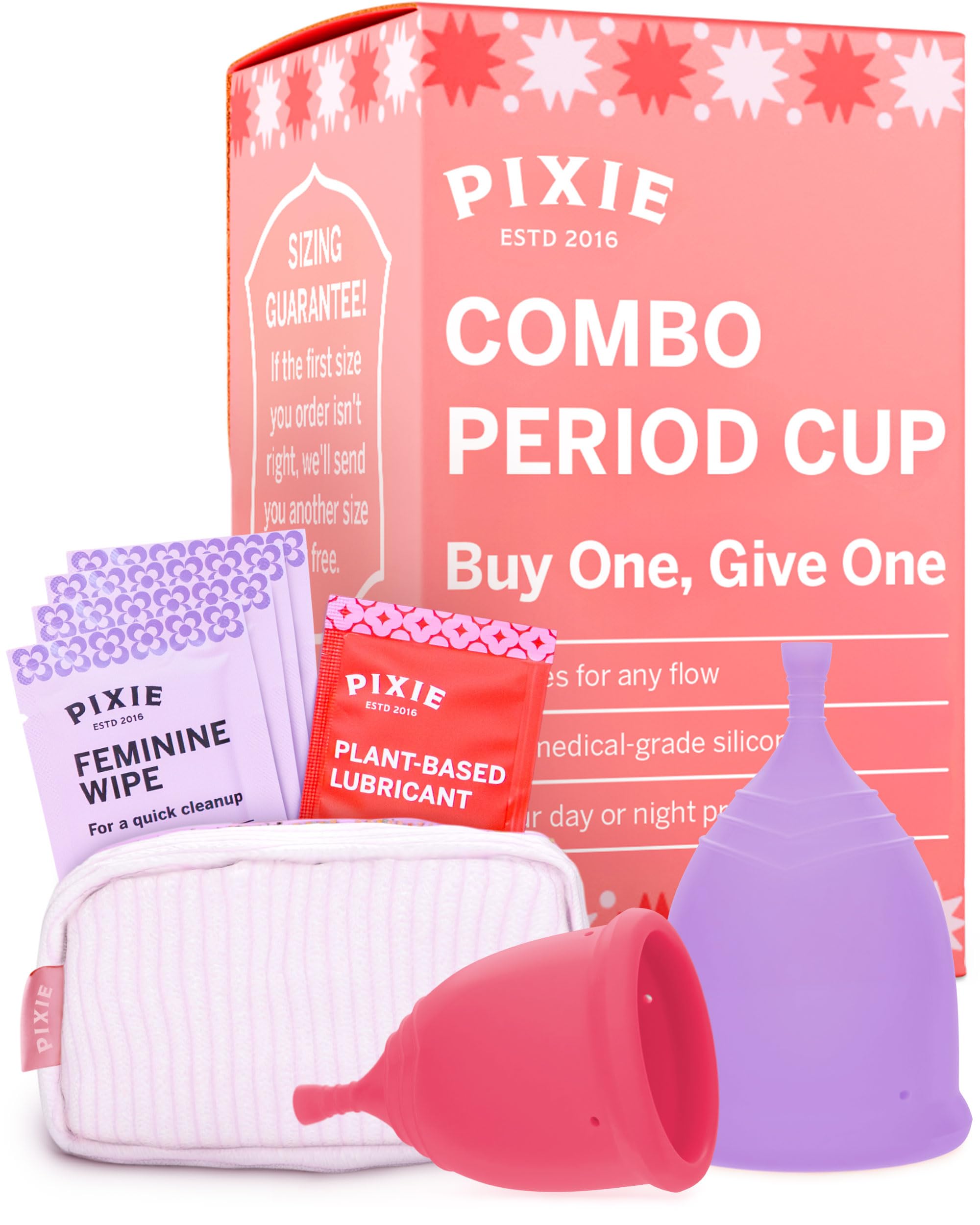 Sponsored Ad – Pixie Cup 2 Soft Menstrual Cups - Ranked 1 for Most Comfortable Reusable Period Cup - Buy One We Give One - Includes Ebook Guide, Wipes, Lube, & Storage Bag - Tampon and Pad Alternative